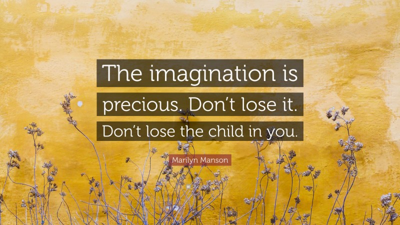 Marilyn Manson Quote: “The imagination is precious. Don’t lose it. Don’t lose the child in you.”