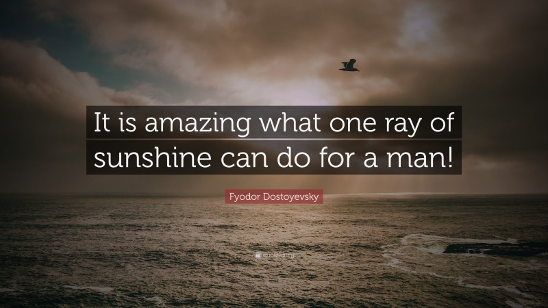 Fyodor Dostoyevsky Quote: “It is amazing what one ray of sunshine can do for a man!”
