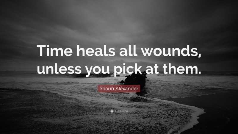 Shaun Alexander Quote: “Time heals all wounds, unless you pick at them.”