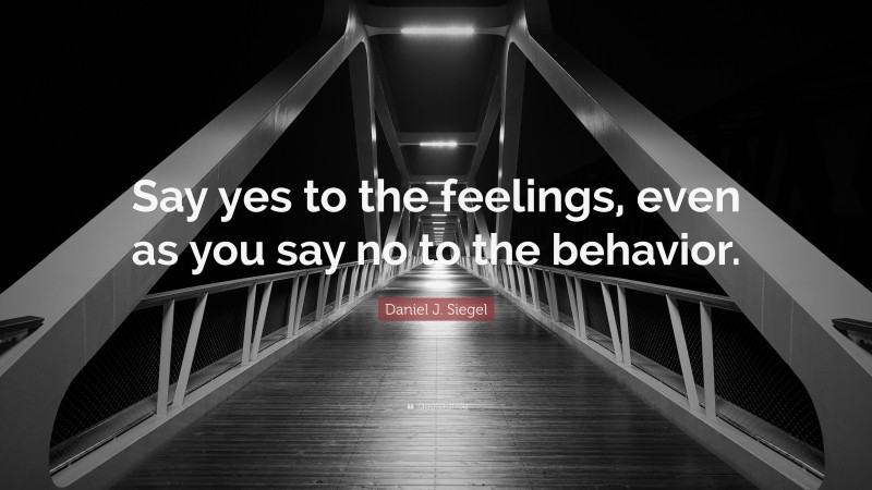 Daniel J. Siegel Quote: “Say yes to the feelings, even as you say no to the behavior.”