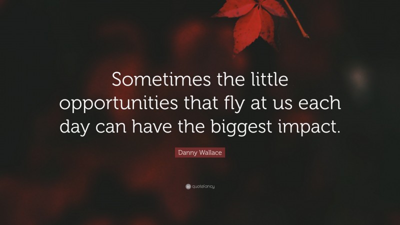 Danny Wallace Quote: “Sometimes the little opportunities that fly at us each day can have the biggest impact.”