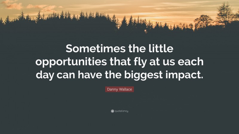 Danny Wallace Quote: “Sometimes the little opportunities that fly at us each day can have the biggest impact.”