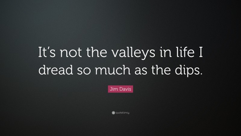 Jim Davis Quote: “It’s not the valleys in life I dread so much as the dips.”
