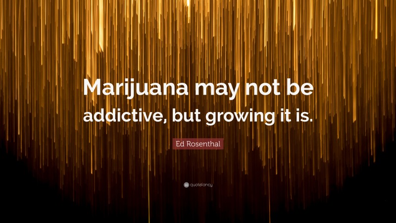 Ed Rosenthal Quote: “Marijuana may not be addictive, but growing it is.”