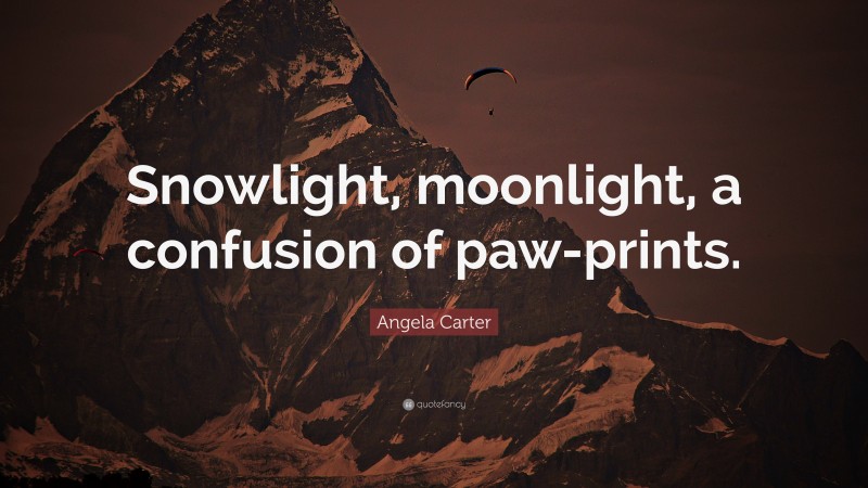 Angela Carter Quote: “Snowlight, moonlight, a confusion of paw-prints.”