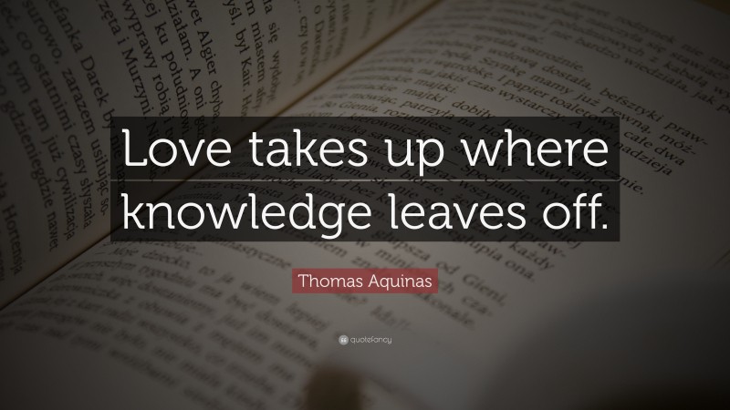 Thomas Aquinas Quote: “Love takes up where knowledge leaves off.”
