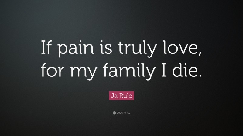 Ja Rule Quote: “If pain is truly love, for my family I die.”