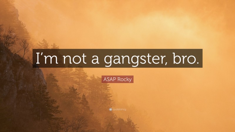 ASAP Rocky Quote: “I’m not a gangster, bro.”