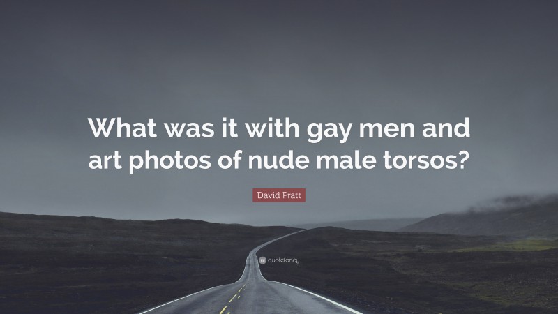 David Pratt Quote: “What was it with gay men and art photos of nude male torsos?”