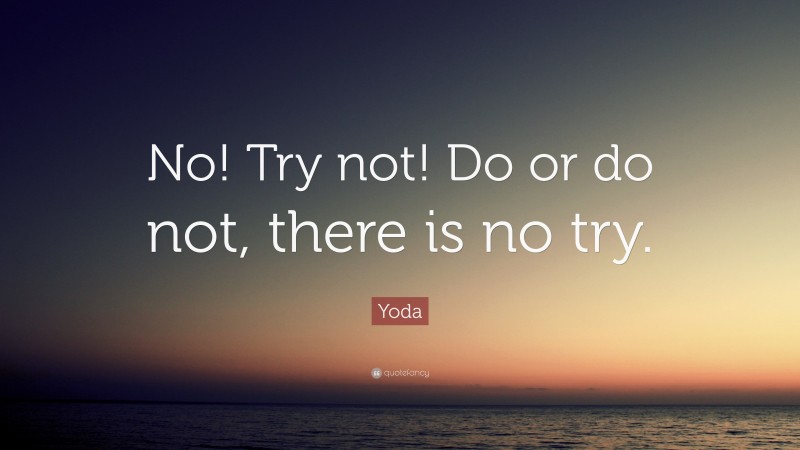 Yoda Quote: “No! Try not! Do or do not, there is no try.”
