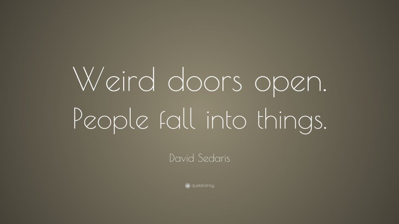 David Sedaris Quote: “Weird doors open. People fall into things.”
