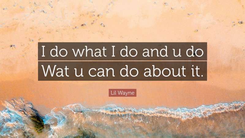 Lil Wayne Quote: “I do what I do and u do Wat u can do about it.”
