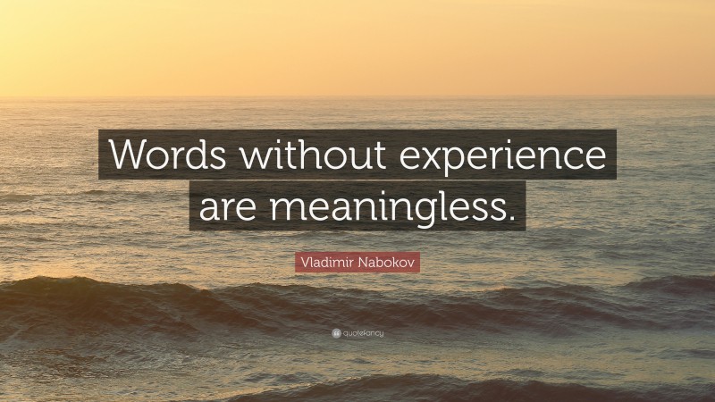 Vladimir Nabokov Quote: “Words without experience are meaningless.”