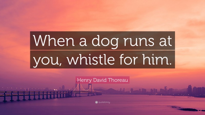 Henry David Thoreau Quote: “When a dog runs at you, whistle for him.”