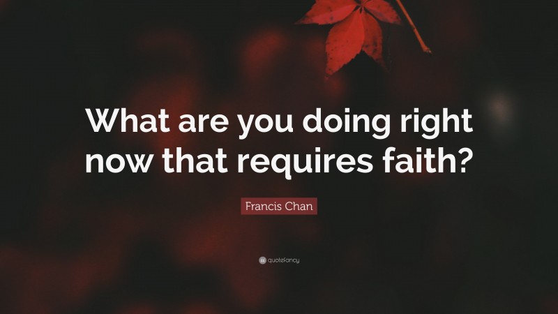 Francis Chan Quote: “What are you doing right now that requires faith?”