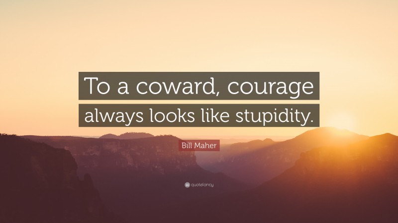 Bill Maher Quote: “To a coward, courage always looks like stupidity.”