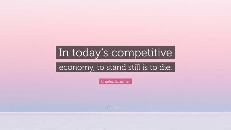 Charles Schumer Quote: “In today’s competitive economy, to stand still is to die.”