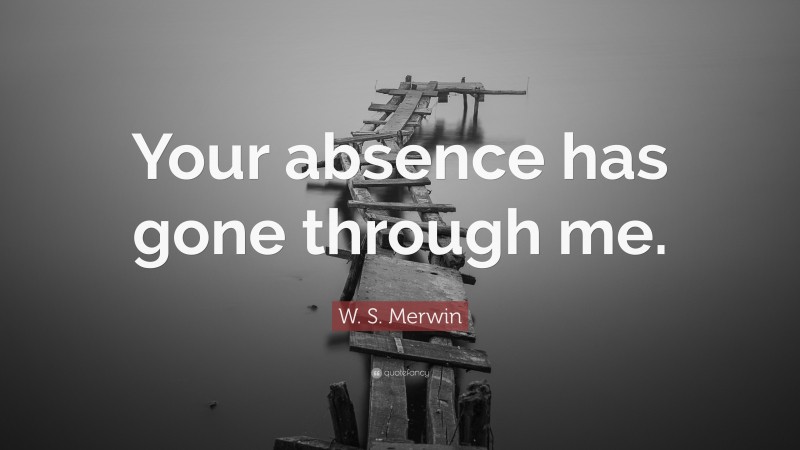 W. S. Merwin Quote: “Your absence has gone through me.”
