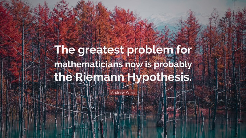 Andrew Wiles Quote: “The greatest problem for mathematicians now is probably the Riemann Hypothesis.”