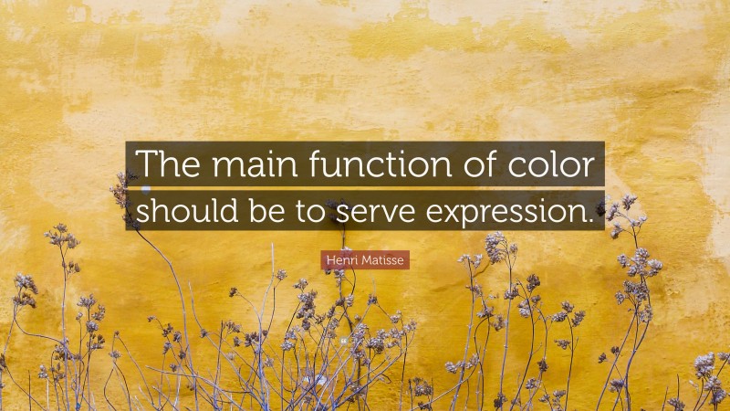Henri Matisse Quote: “The main function of color should be to serve expression.”