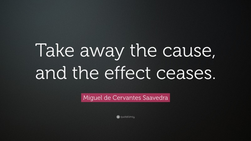 Miguel de Cervantes Saavedra Quote: “Take away the cause, and the effect ceases.”