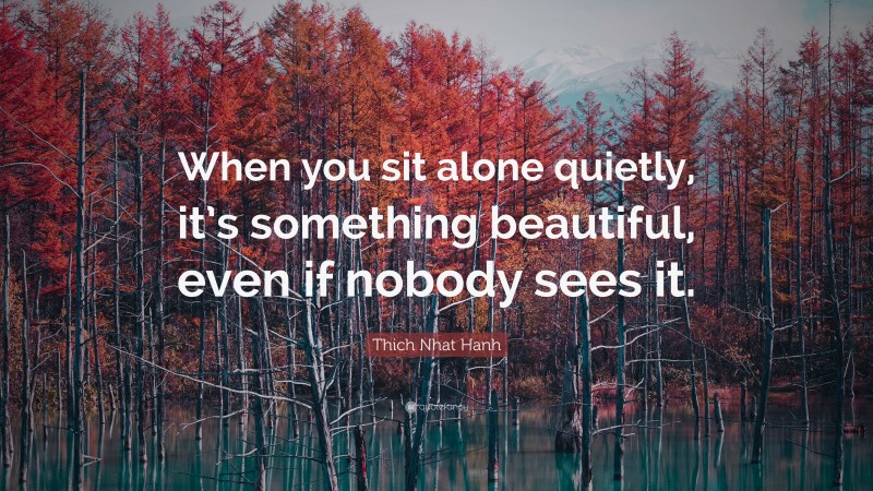 Thich Nhat Hanh Quote: “When you sit alone quietly, it’s something beautiful, even if nobody sees it.”