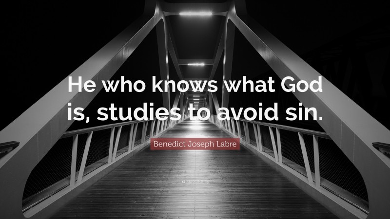 Benedict Joseph Labre Quote: “He who knows what God is, studies to avoid sin.”