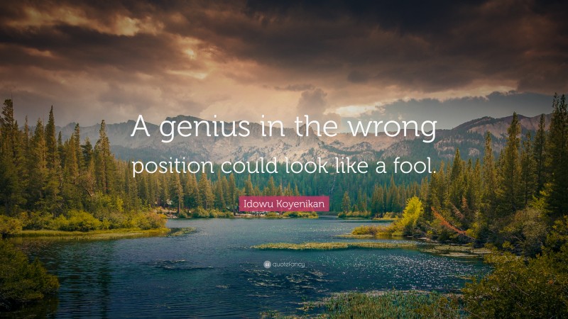 Idowu Koyenikan Quote: “A genius in the wrong position could look like a fool.”