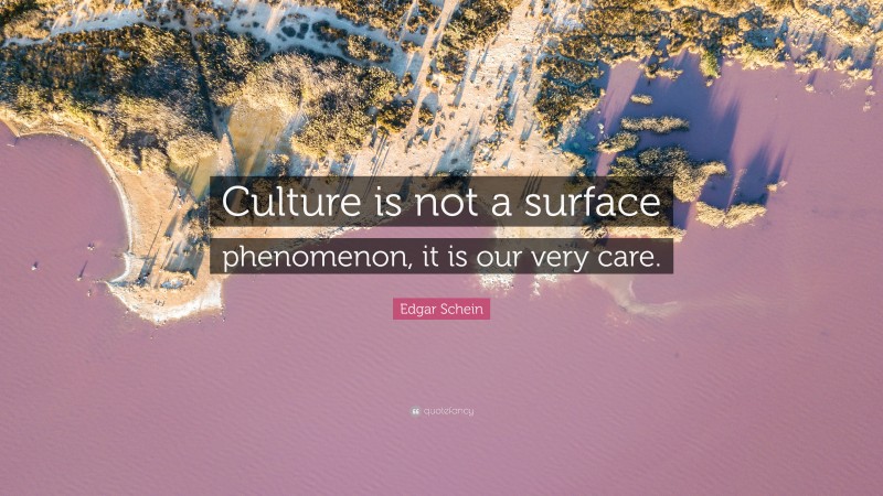 Edgar Schein Quote: “Culture is not a surface phenomenon, it is our very care.”