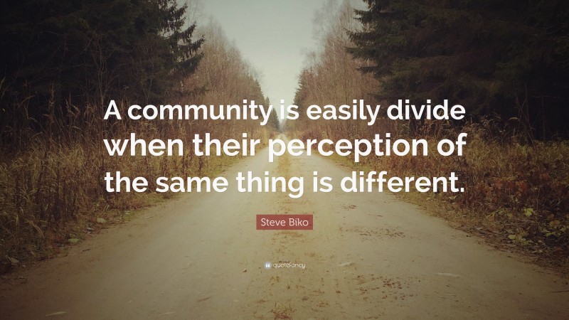 Steve Biko Quote: “A community is easily divide when their perception of the same thing is different.”