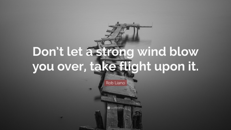 Rob Liano Quote: “Don’t let a strong wind blow you over, take flight upon it.”