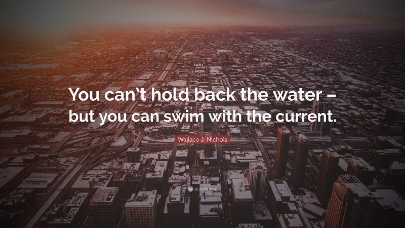 Wallace J. Nichols Quote: “You can’t hold back the water – but you can swim with the current.”