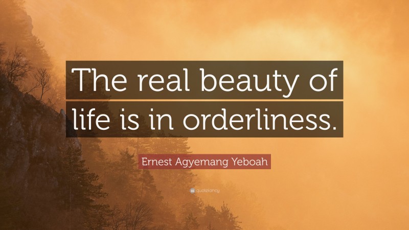 Ernest Agyemang Yeboah Quote: “The real beauty of life is in orderliness.”