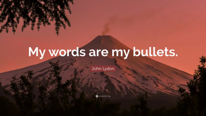 John Lydon Quote: “My words are my bullets.”