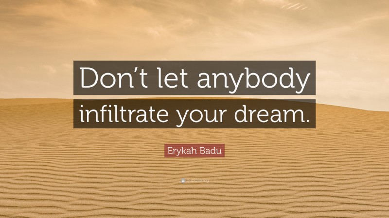 Erykah Badu Quote: “Don’t let anybody infiltrate your dream.”