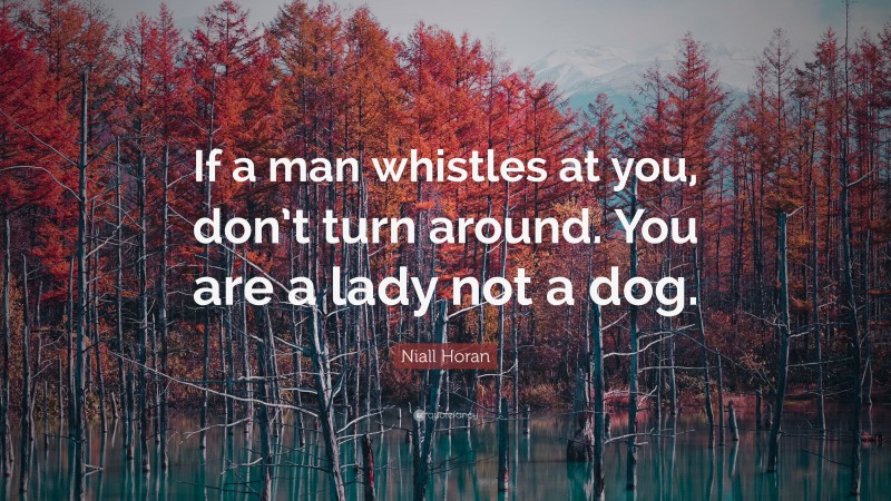 Niall Horan Quote: “If a man whistles at you, don’t turn around. You are a lady not a dog.”