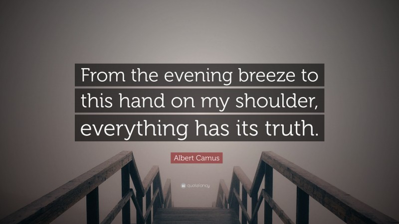 Albert Camus Quote: “From the evening breeze to this hand on my shoulder, everything has its truth.”