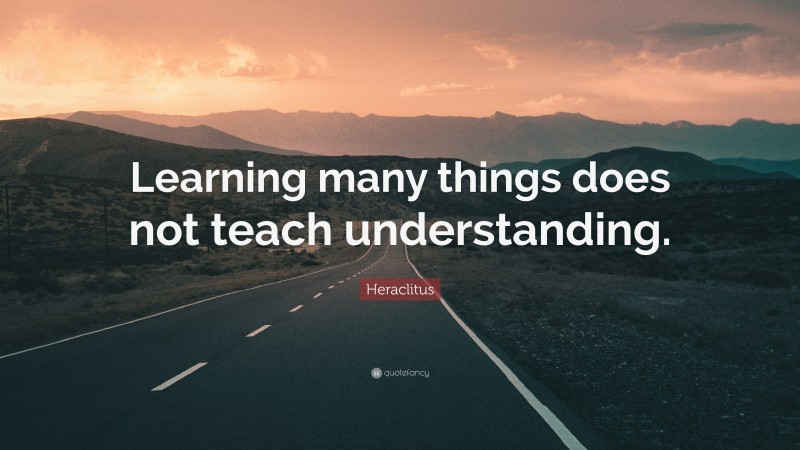 Heraclitus Quote: “Learning many things does not teach understanding.”