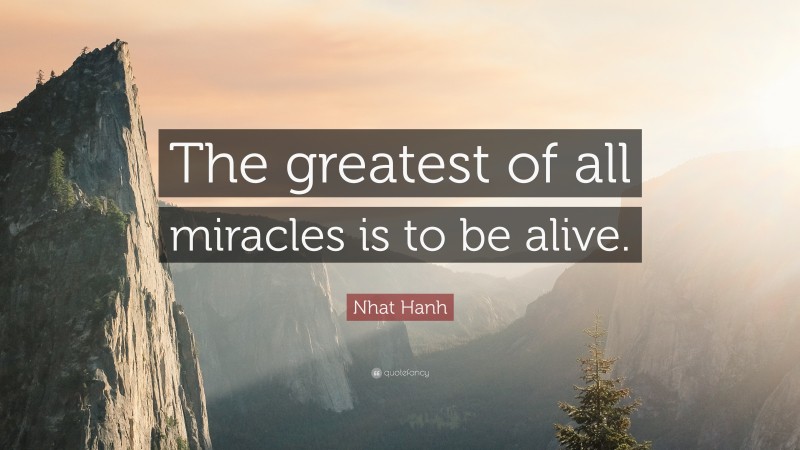 Nhat Hanh Quote: “The greatest of all miracles is to be alive.”