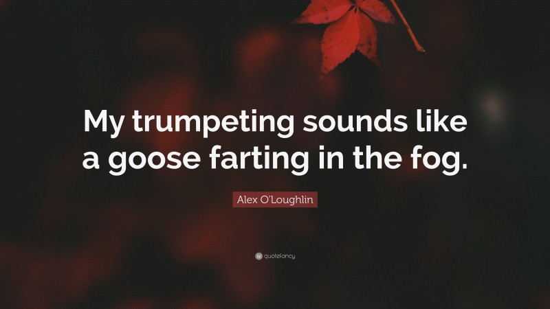 Alex O'Loughlin Quote: “My trumpeting sounds like a goose farting in the fog.”