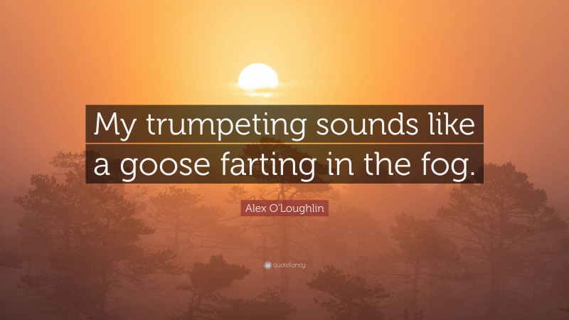 Alex O'Loughlin Quote: “My trumpeting sounds like a goose farting in the fog.”