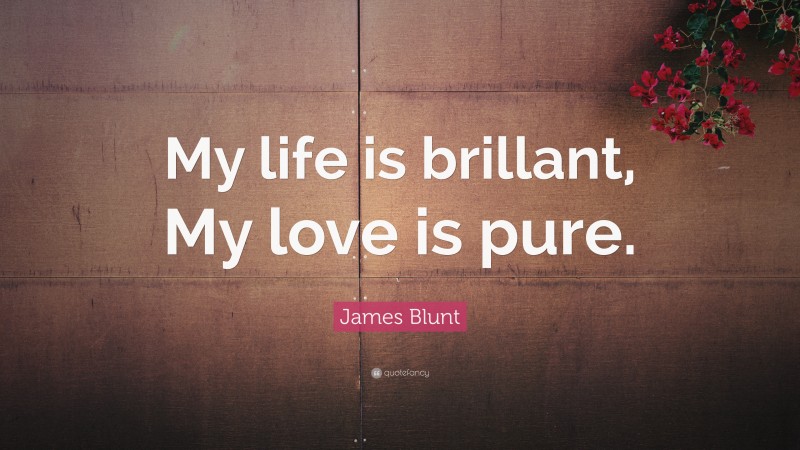 James Blunt Quote: “My life is brillant, My love is pure.”
