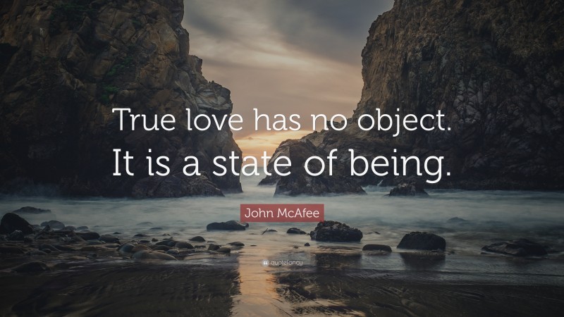 John McAfee Quote: “True love has no object. It is a state of being.”
