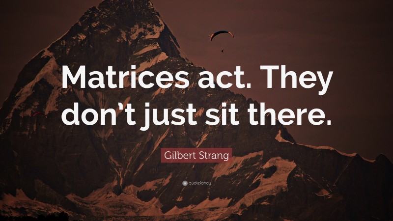 Gilbert Strang Quote: “Matrices act. They don’t just sit there.”