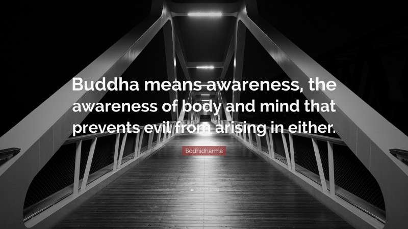 Bodhidharma Quote: “Buddha means awareness, the awareness of body and mind that prevents evil from arising in either.”