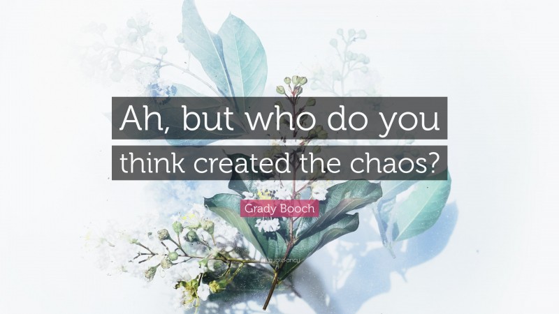 Grady Booch Quote: “Ah, but who do you think created the chaos?”
