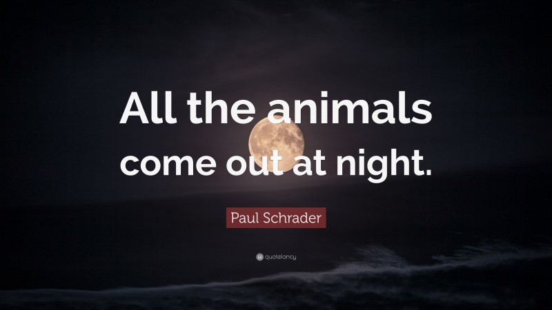 Paul Schrader Quote: “All the animals come out at night.”