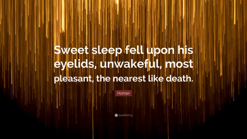 Homer Quote: “Sweet sleep fell upon his eyelids, unwakeful, most pleasant, the nearest like death.”