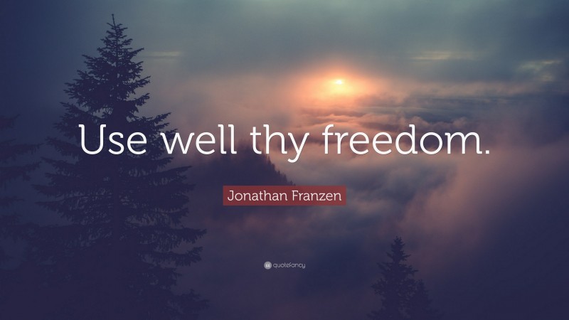 Jonathan Franzen Quote: “Use well thy freedom.”