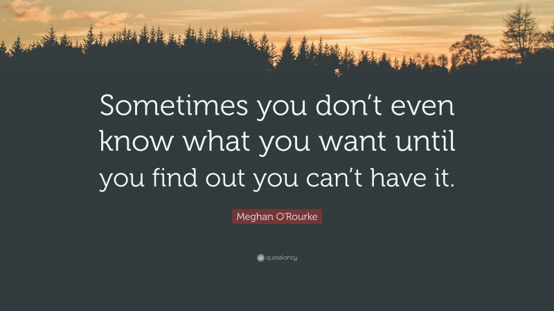 Meghan O'Rourke Quote: “Sometimes you don’t even know what you want until you find out you can’t have it.”